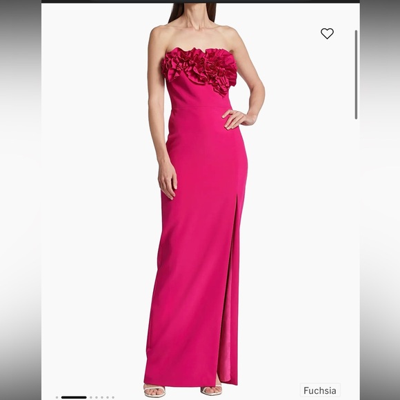 ML Monique Lhuillier Pink Gemma Appliqué Strapless Gown. Size 14. Retail $595 - Picture 2 of 12